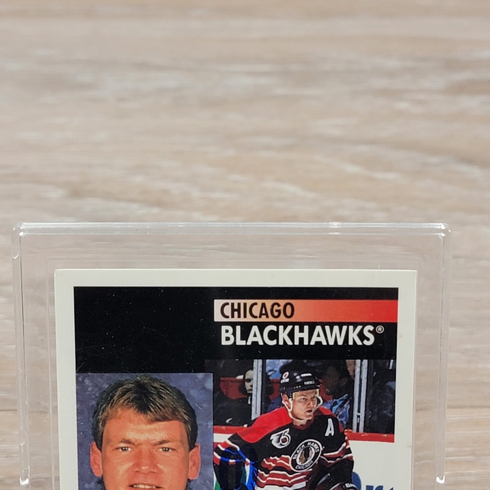 Steve Larmer Chicago Blackhawks 1991 Pinnacle Autographed Hockey Card - Picture 4 of 6